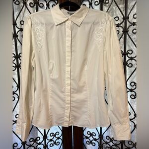 Vintage Off-White Embroidered Blouse